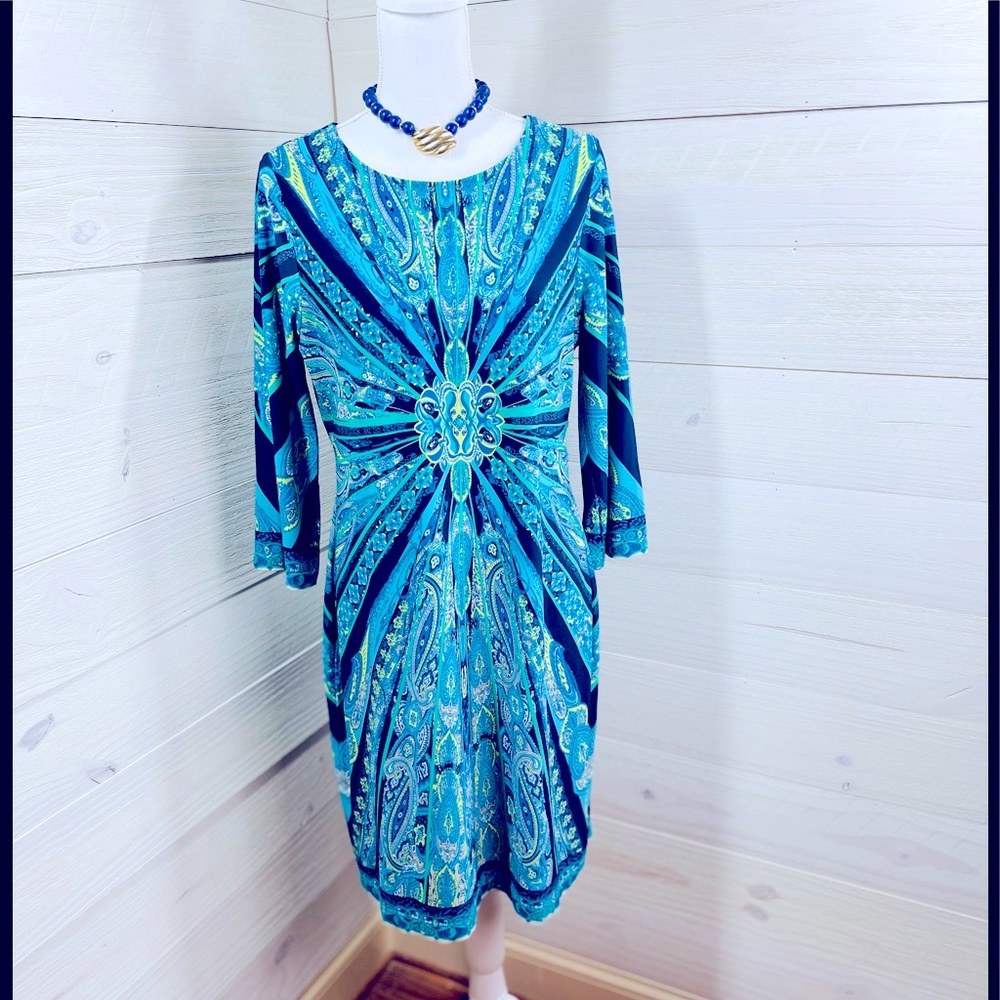 Chico’s Vibrant Print Shift Dress 8 (Chico’s 1) FREE SHIP